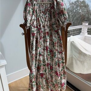 Anthropologie Floral Maxi Dress with Puff Sleeves